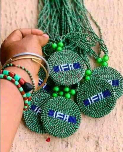 Ifa Eleke Charm Luxury Glass Beads Medallion Isese Yoruba Pendant
