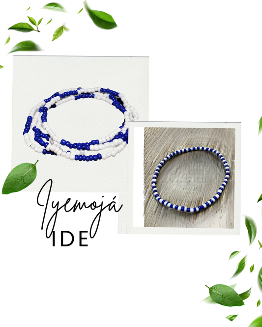 Ide of Iyemojá Bracelet Glass Beads Ifa Religion Babalawo Isese Afrocuban religion Yemaya Orisa