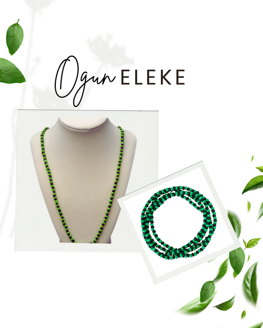 Eleke of Ogun Glass Beads Ifa Religion Babalawo Isese Tradition Necklace Orisa Protection