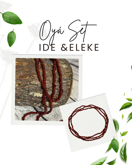 Oyá Set of Eleke and Ide Glass Beads Ifa Spiritual Protection Orisa Bracelet and Necklace