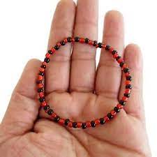 Esu Ide Ifa Religion Bracelet: Red & Black Glass Beads, Elegua Afrocuban Tradition