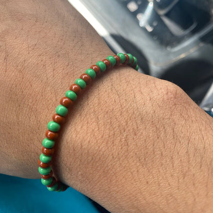 Ide of Orunmila Glass Beads Bracelet Brown and Green Ifa Religion Babalawo Isese Tradition