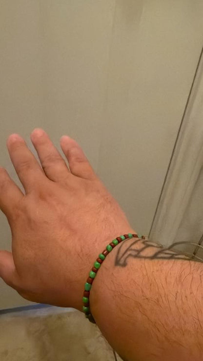 Ide of Orunmila Glass Beads Bracelet Brown and Green Ifa Religion Babalawo Isese Tradition